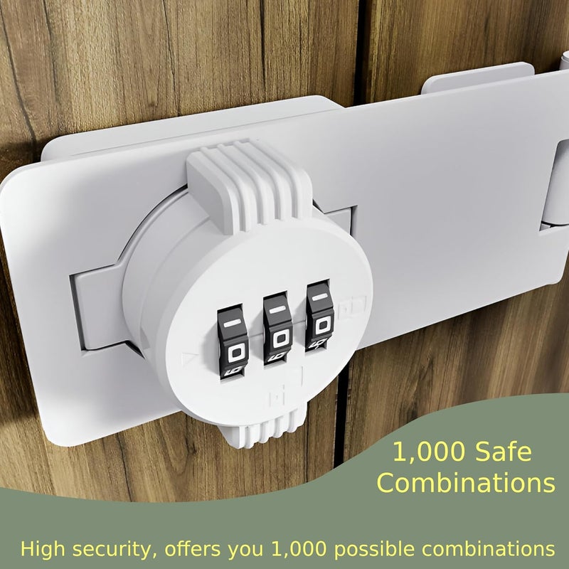 RETRIN Keyless Combination Lock - 3-Digit Combination Lock for Doors - Twist Knob Hasp Latch Lock with Password Code - Zinc Alloy Door Latch for Kitchen Drawers, Cabinets, Cupboard (White) - Image 4
